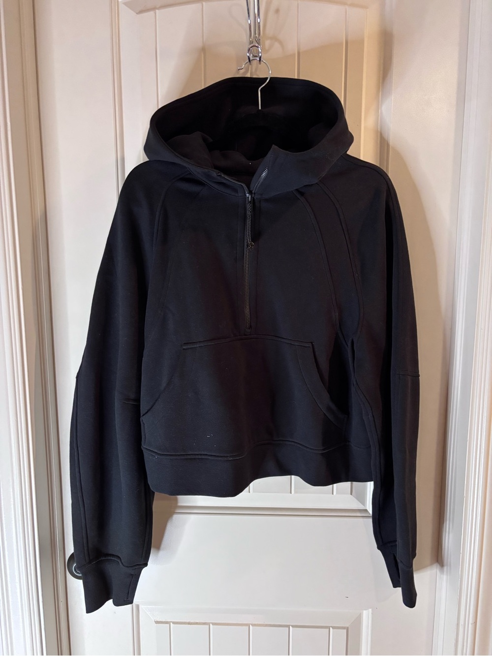 lululemon athletica Black Cropped Half-Zip Hooded Crewneck